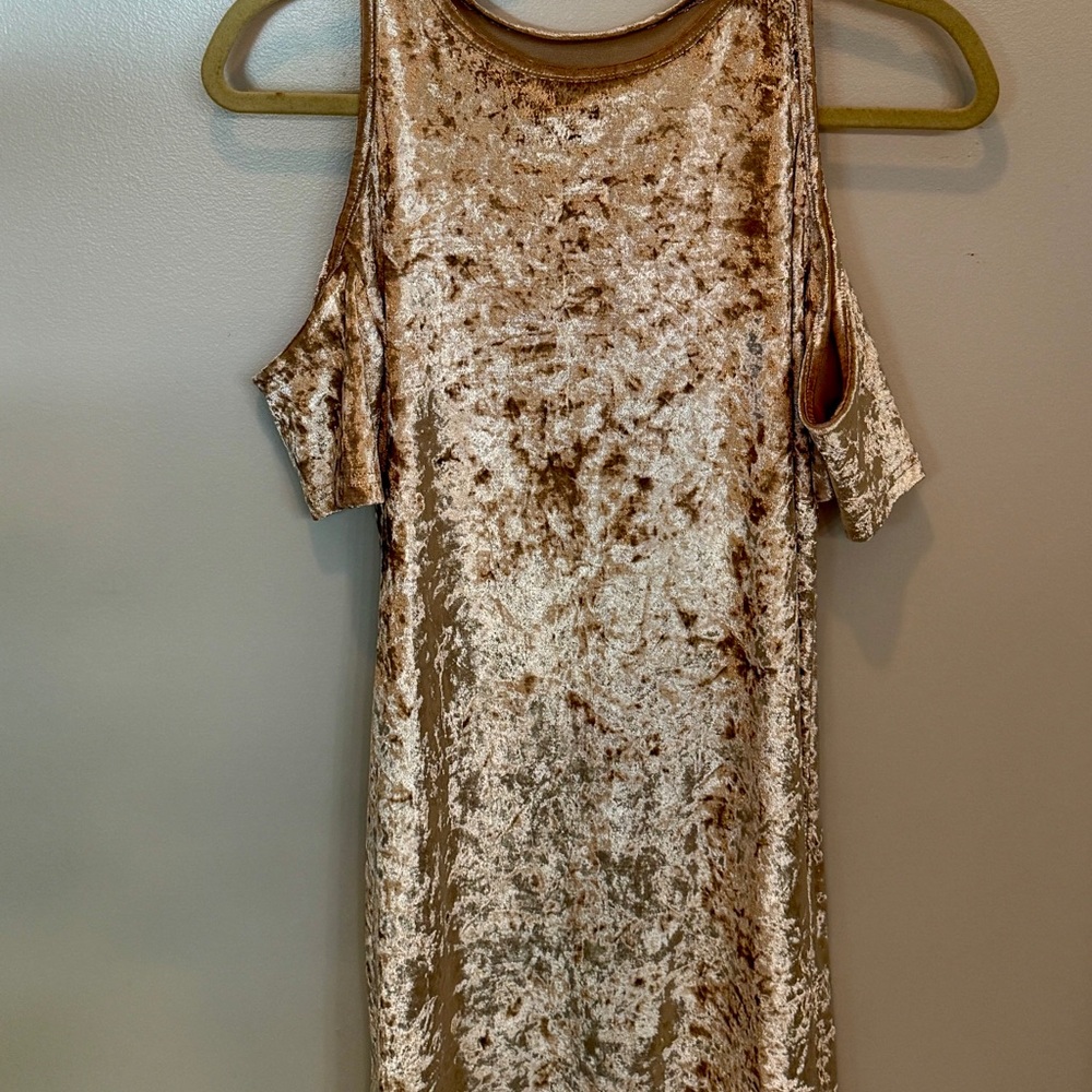 Elegant Pink Velvet Cold Shoulder Dress